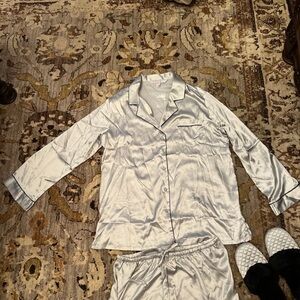 Victoria's Secret Shimmering Silver Sleepwear With Matching Slippers!